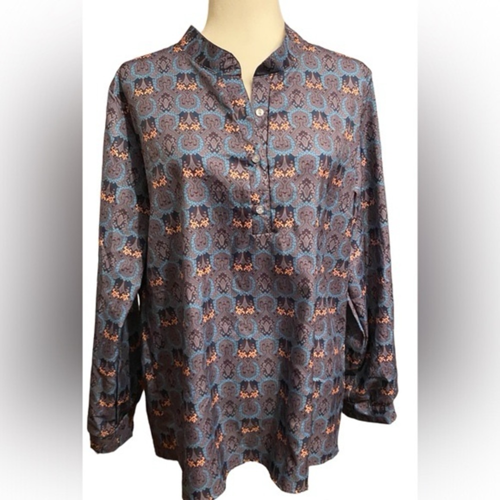 Elegant Blue and Orange Blouse